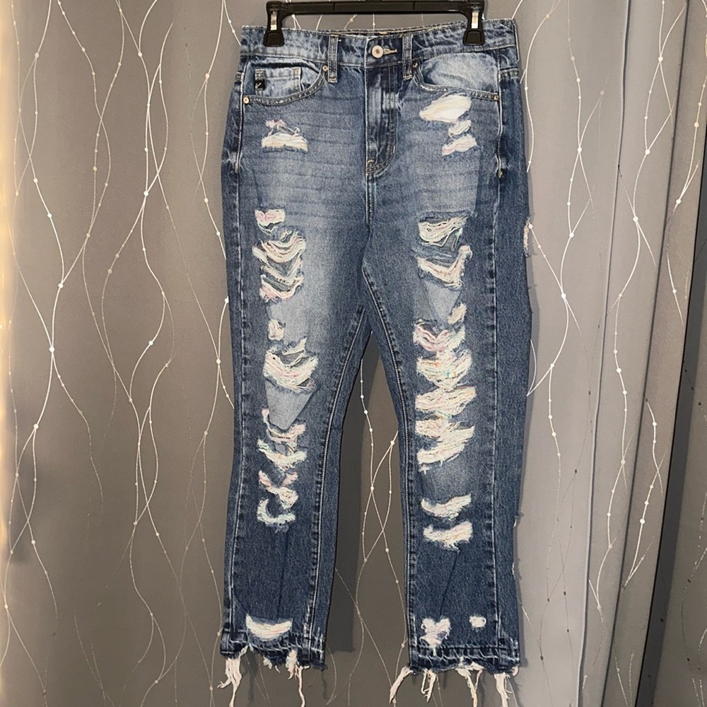 Kancan Women’s Size 7/27 Colorful High Waisted Relaxed Fit Jeans